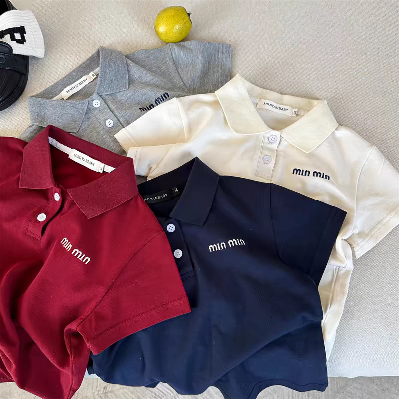 棉二班儿童POLO衫2026夏季新品男女童纯色刺绣POLO衫宝宝翻领短袖