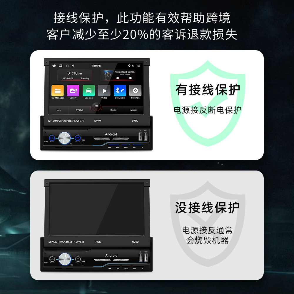 7-inch coche Android GPS Navigator inteligente Bluetooth inalámbrico carplay coche gran pantalla central control de la máquina todo en uno