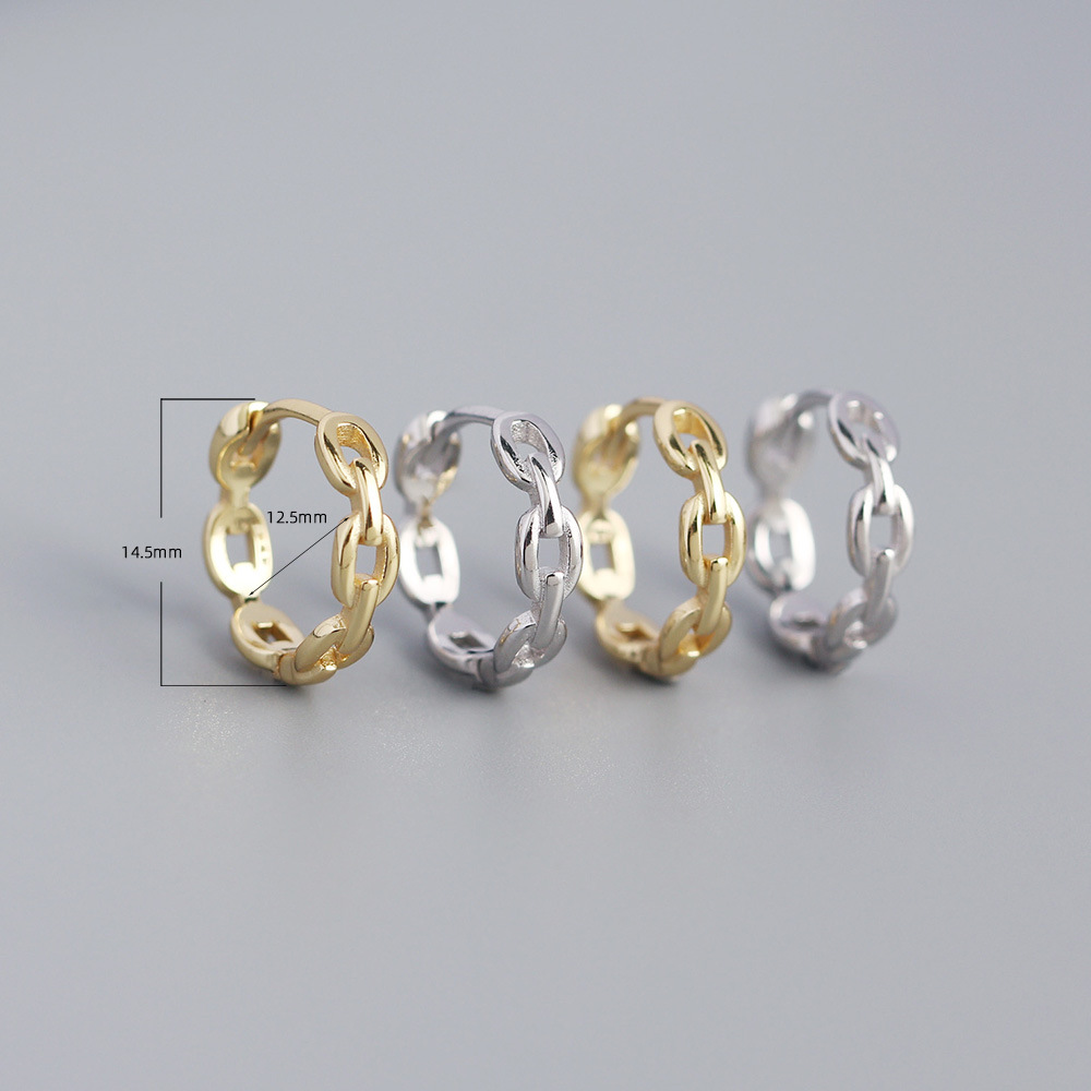 0.03µm Gold Plating Thickness Electroplating Gold Plating Process S925 Sterling Silver Metal Chain Earrings Wholesale Nihaojewelry