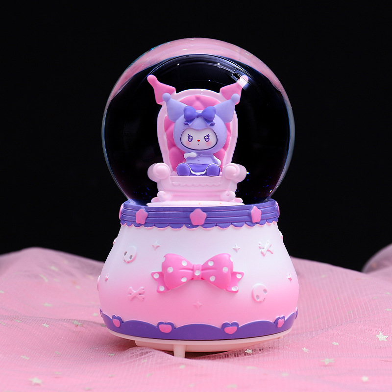 Popular Kuromi Crystal Ball Music Box Cute Girly Heart Ornament Music Box Home Decoration Ornament Festival