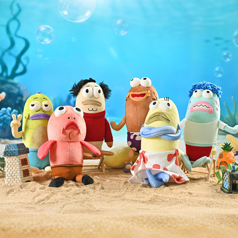 New Style Bikini Bottom Residents' Cute and Funny Fish Plush Toys, Quirky Fish Dolls for Claw Machines New Style Bikini Bottom Residents' Cute and Funny Fish Plush Toys, Quirky Fish Dolls for Claw Machines