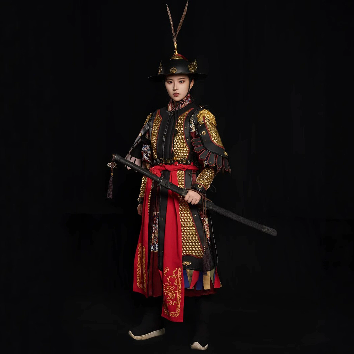 Аутентичная горная модель, прямая доспехи, имитация доспехов, национальный тренд, носимая доспехи для косплея, доспехи в жестком стиле для взрослых Hanfu