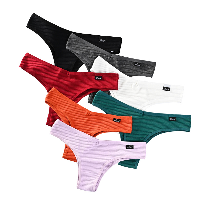 Tangas de hilo, bragas de mujer sin costuras de color sólido, pantalones T de algodón, calzoncillos de mujer transpirables de cintura baja, damas sexys