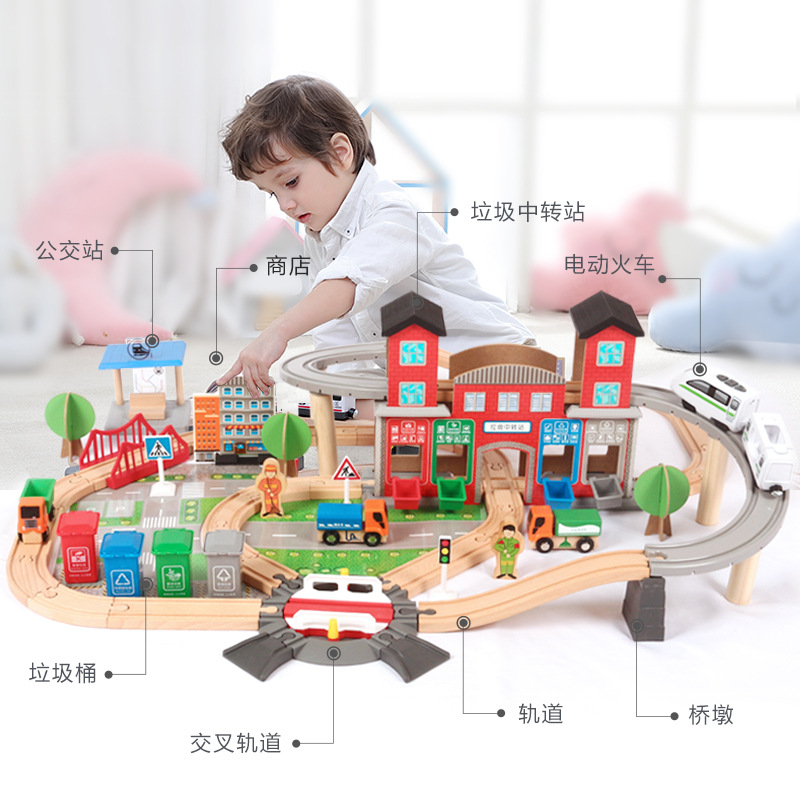 Espacio tren entrada coche aventura edificio estacionamiento pequeño tren Niño 3 años 4 juguetes educativos para niños