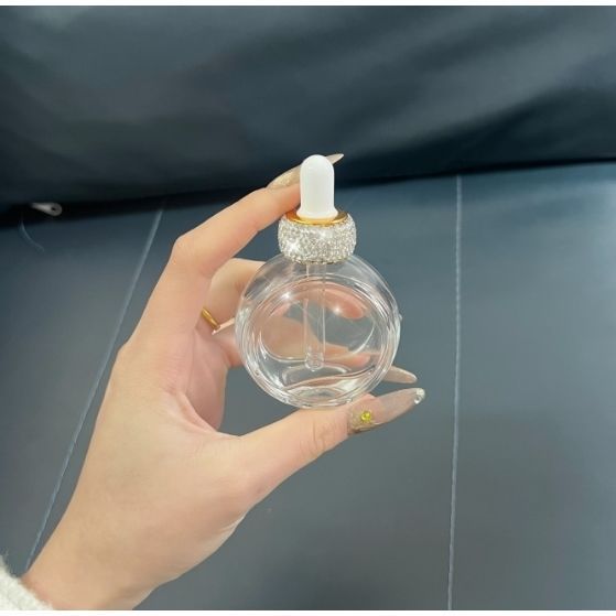 镶钻透明滴管玻璃分装瓶便携小空瓶子高颜值镶钻精油精华护肤品