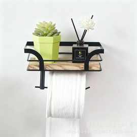 铁艺壁挂式纸巾架卫浴木制置物架厕纸架卷纸架多肉盆栽置物收纳架