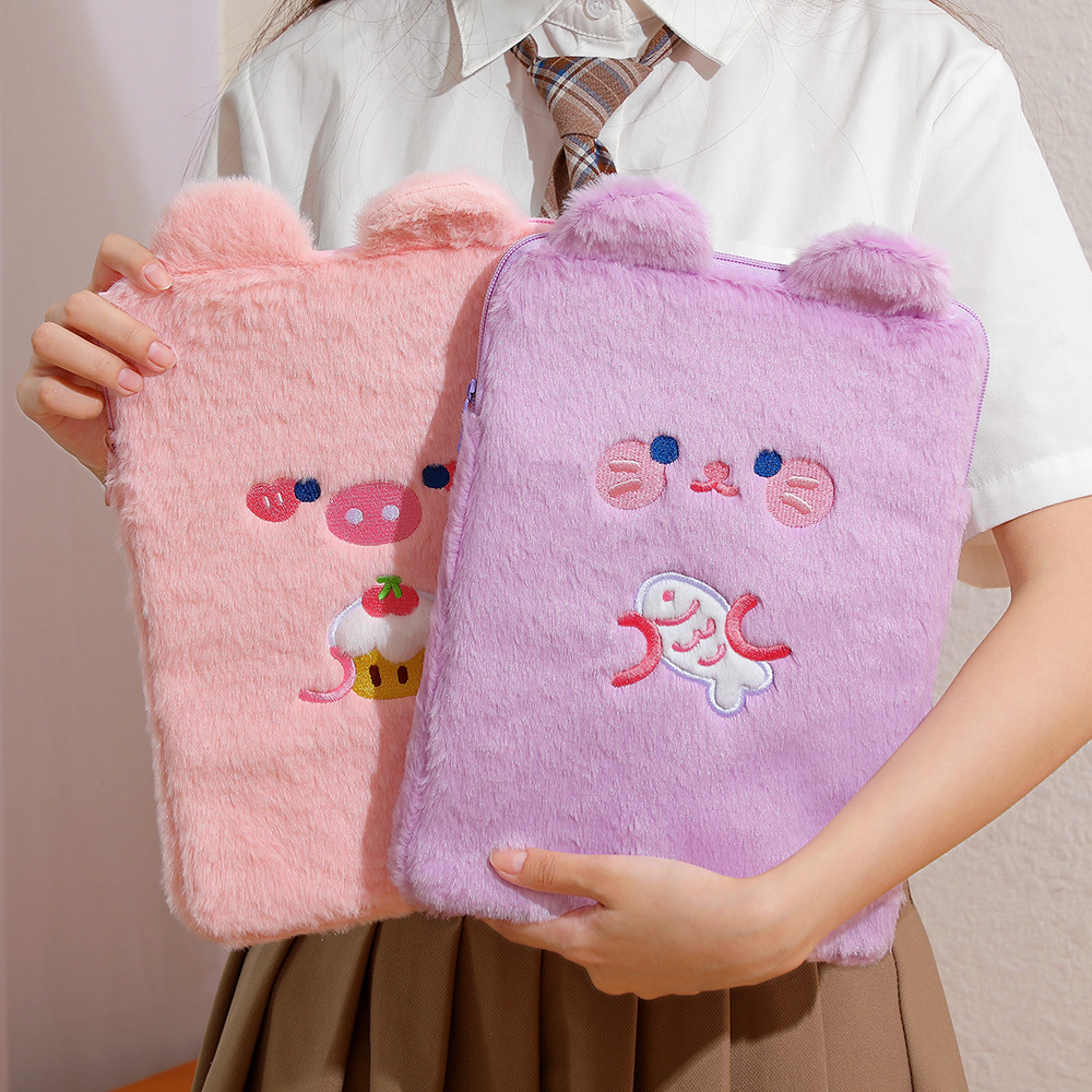 ins Korean girl cute tablet liner bag 11-inch iPad protective cover student plush tablet bag