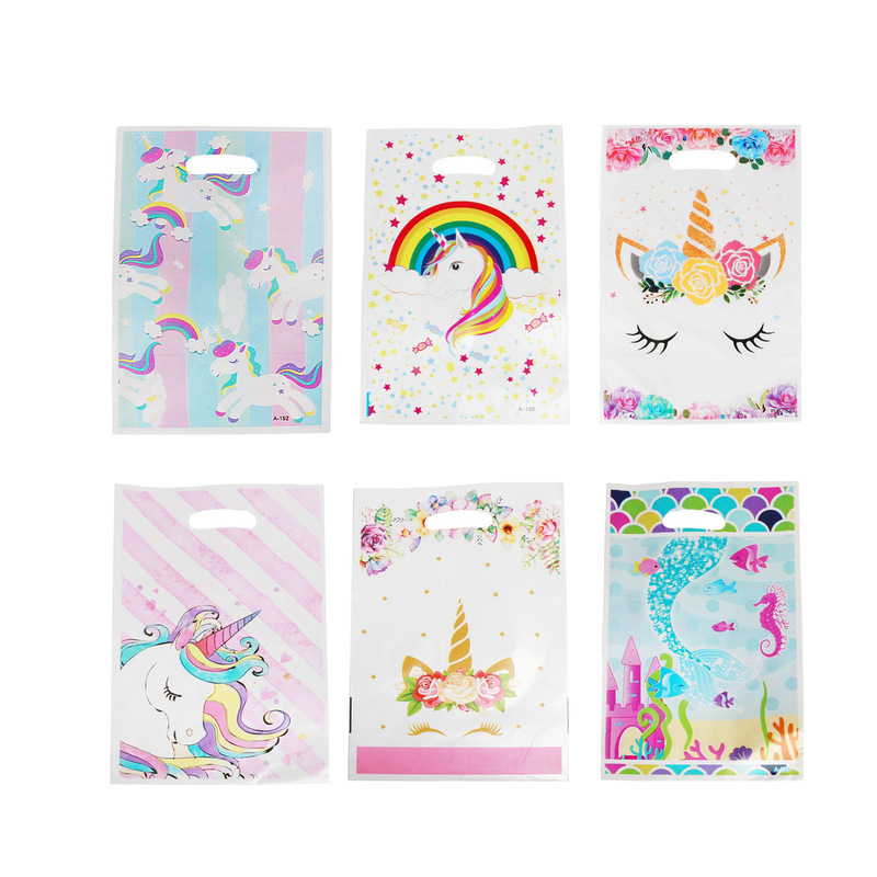 Cartoon Unicorn Mermaid Gift Bag Festive Pearlescent Bag Return Gift Bag Birthday Party Candy Bag