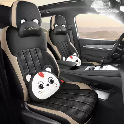 Modelə uyğun (Original) oturacaq örtükləri Oriental Ramus special car seat - black-brown-cartoon-version-note-the-model-year-front-row-fully-covered-rear-row-partially-covered