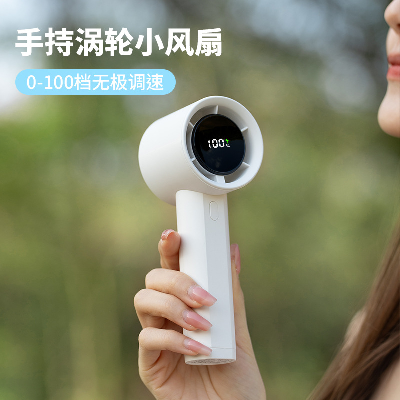 New Charging High-Speed Handheld Fan, Outdoor Portable Digital Adjustable High Wind Mini Fan