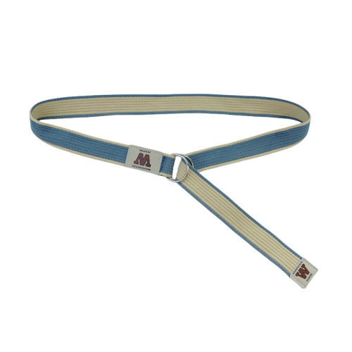 Korean-style Youthful Instagram-inspired Student-Ready Double-Loop Striped Canvas Belt — Trendy Denim Pants–Matching Fabric & Leather Belt for Women