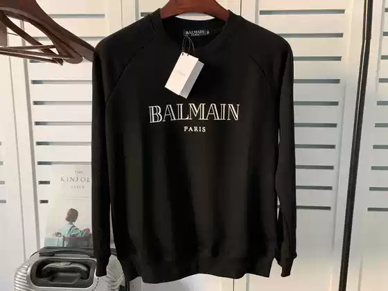 Autumn and winter New balmain cotton classic letter Terry pullover long sleeve sweater for lovers