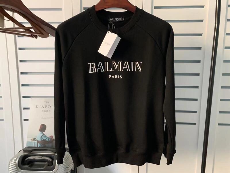 Autumn and winter New balmain cotton classic letter Terry pullover long sleeve sweater for lovers