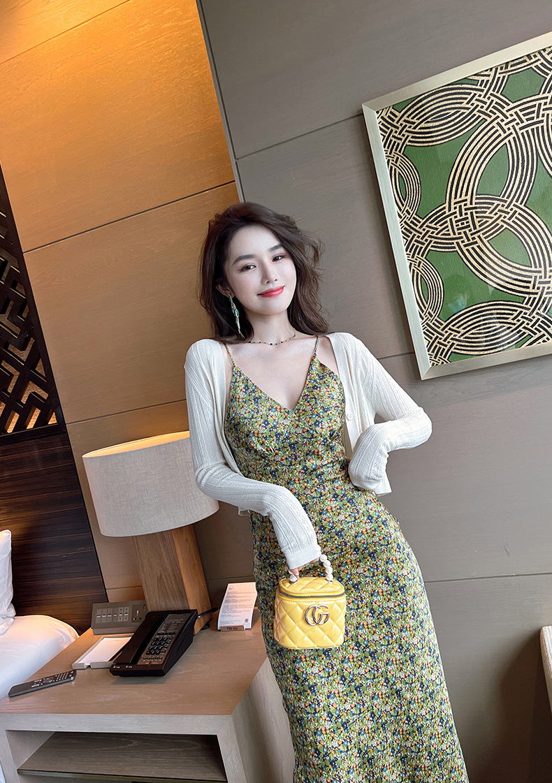 Áo cardigan nữ dệt kim mỏng chống nắng, tay ngắn, dáng suông, phối khăn choàng — Màu đen chi tiết 19