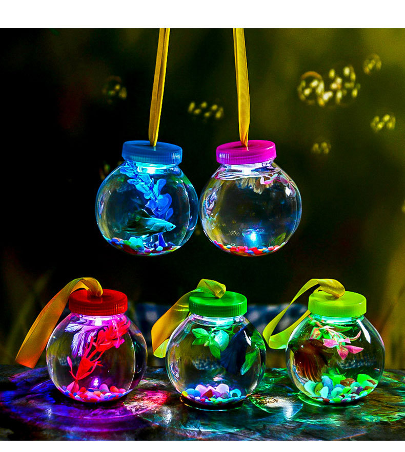 塑料斗鱼缸 鱼瓶 水母杯 水族金鱼缸 地摊夜市手提