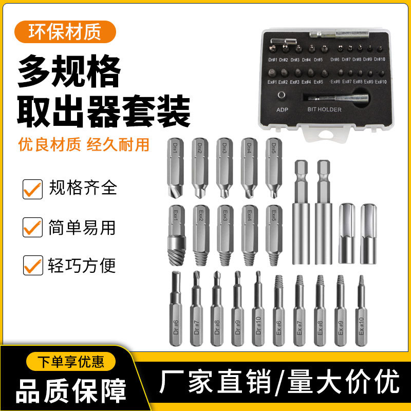 多组合断头螺丝取出器反牙反丝高速钢工具套装破损螺钉取出器套装