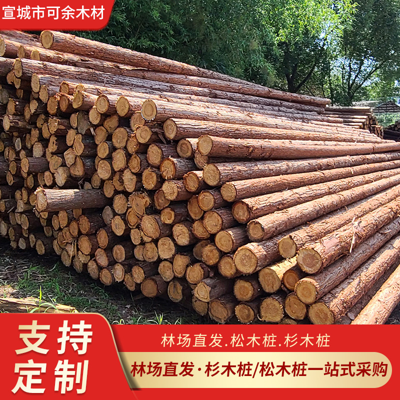 杉木桩打桩木户外河道驳岸木桩工地工程原木桩绿化杉木支撑杆木桩