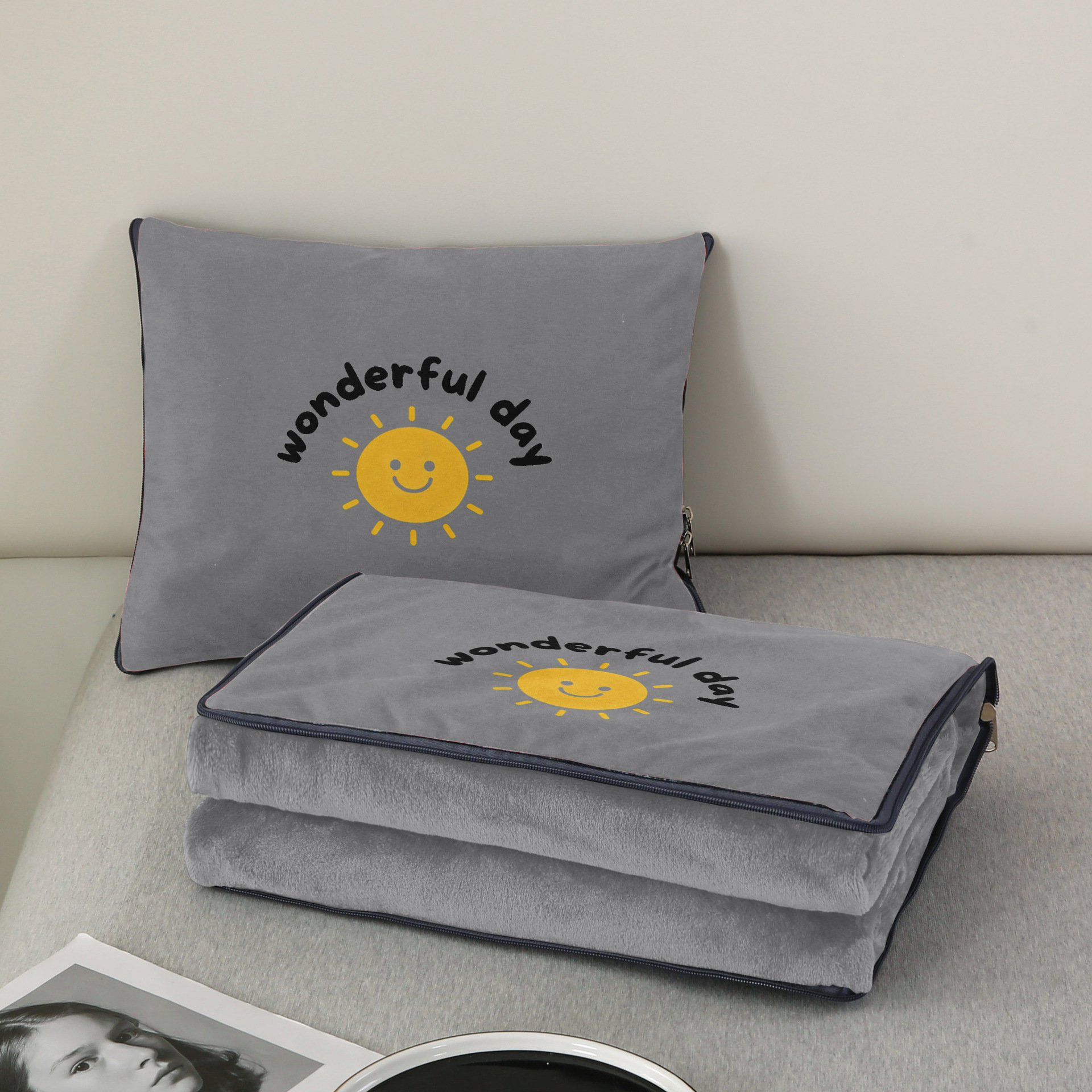 라이트 그레이 원더풀 데이 담요 직사각형 30*40