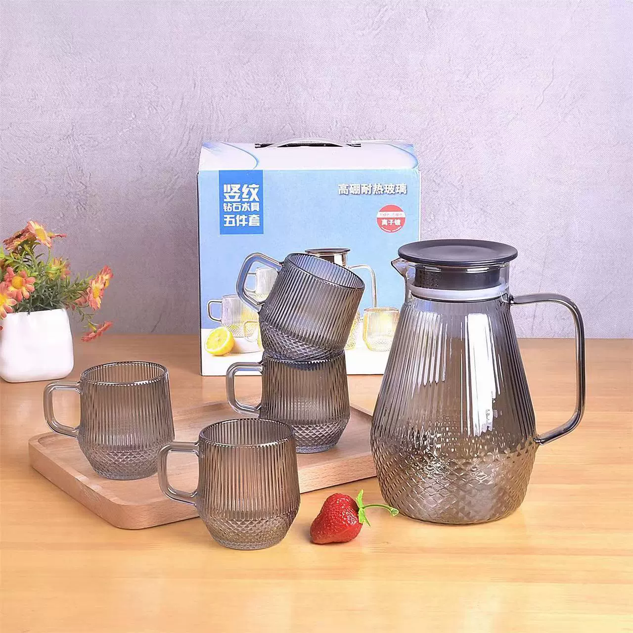 Capacious teapot, glass gift box, set, wholesale