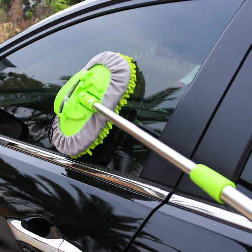 Auto supplies retractable three-section chenille car wash mop wax brush duster car cleaning car wash wax mop
