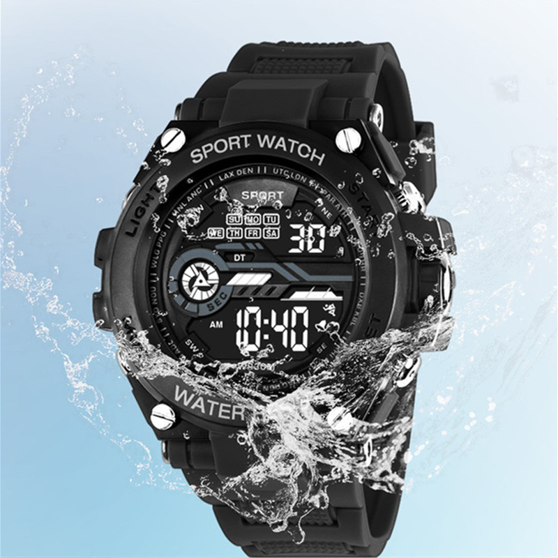 Nuevo reloj deportivo de Montañismo al aire libre de los hombres de moda estudiante multifunción alarma luminosa sincronización reloj electrónico