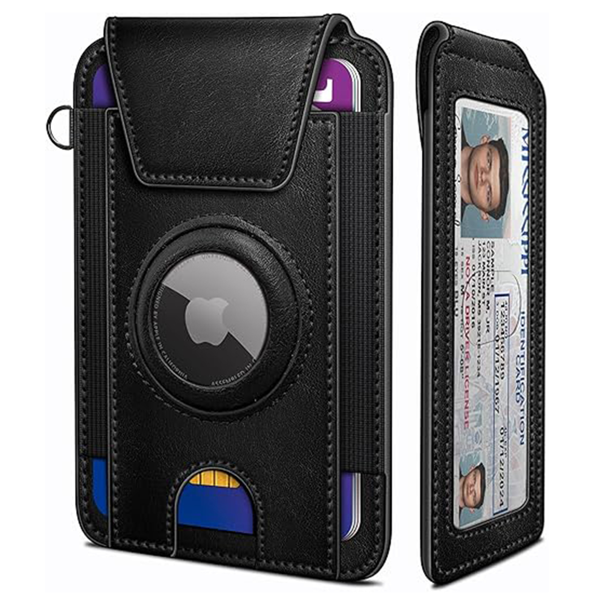 Amazon ligero AirTag bolsa de tarjetas magnéticas con tarjetas de identificación bit cartera de cuero flip bolso de tarjetas de hombre ultra delgado