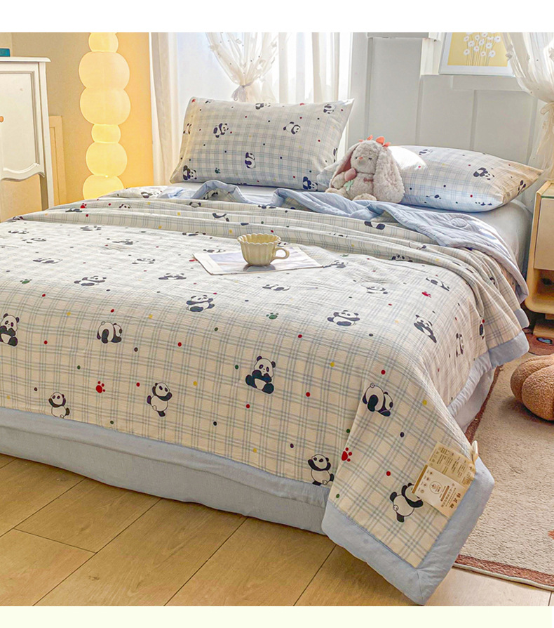 Class A Mother and Baby Grade Double-Layer Gauze Summer Quilt Cotton Quilt Summer Cool Quilt Thin Quilt Air Conditioning Quilt Machine Washable Gift Quilt A