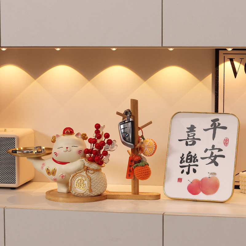 玄関の招き猫の装飾品、新築祝い、新年の贈り物、リビングルームの玄関ホール、家の鍵の収納、靴箱の装飾|undefined