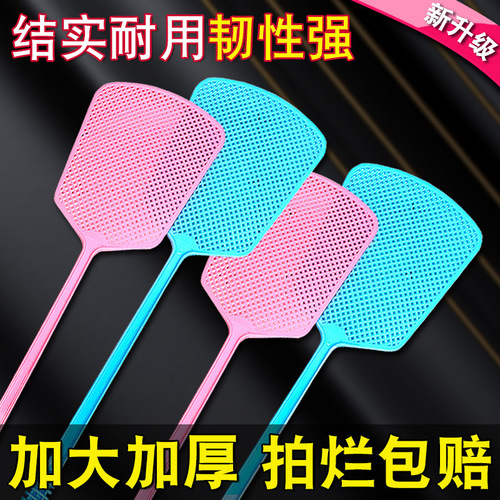 Fly Swatter with Thick Durable Plastic Head, Resistant to Breaking, Long Handle for Swatting Mosquitoes and Flies