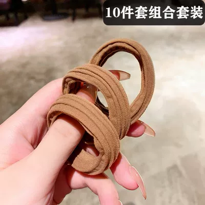 Saç üçün rezinlər Rubber Tendon Women's Hair Tie Adult - dark-brown-10-pack