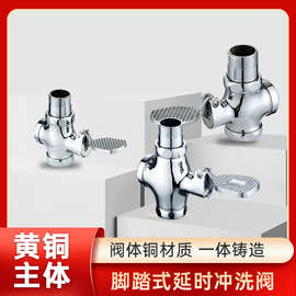 全铜体脚踏式蹲便器冲水阀 脚踏阀 大便冲洗阀厕所便池脚踩延时阀