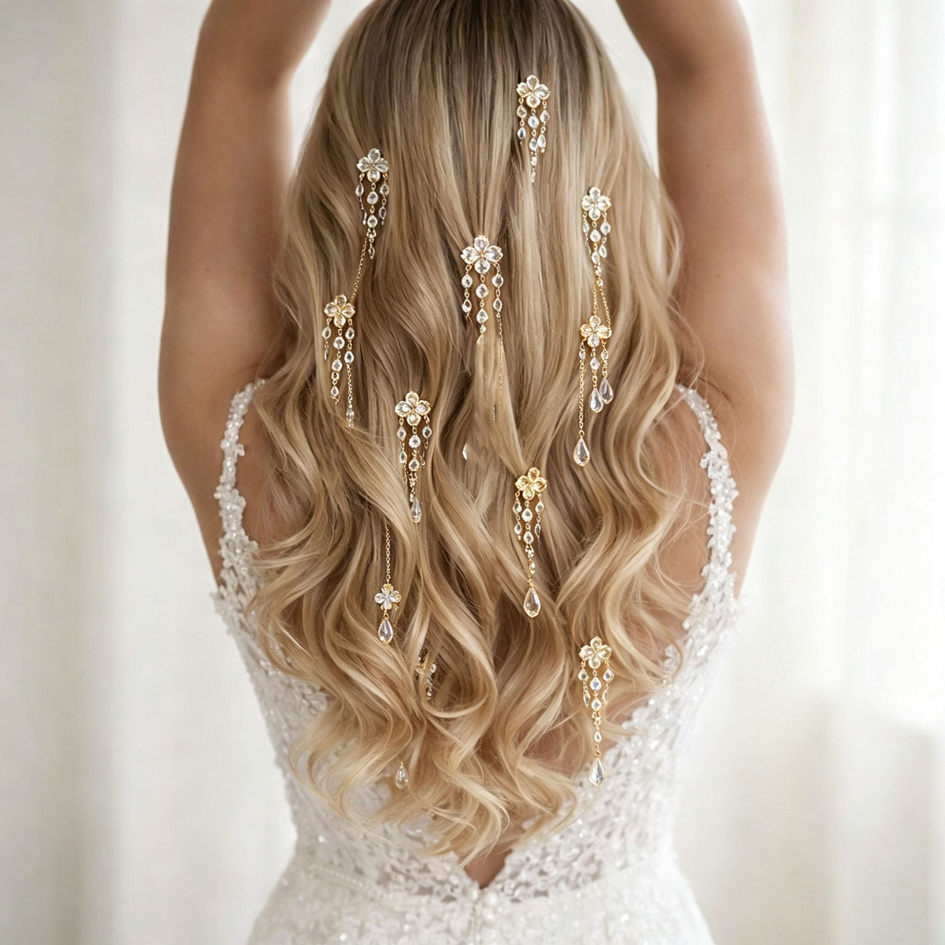 Cross-border new water drop hair clip, sweet style, zircon tassel duckbill clip, lightweight and luxurious, exquisite design, versatile hair accessory for the back of the head