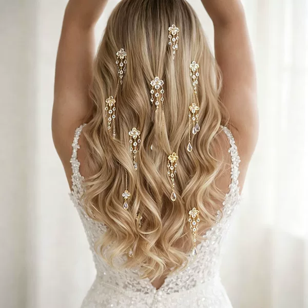 Cross-border new water drop hair clip, sweet style, zircon tassel duckbill clip, lightweight and luxurious, exquisite design, versatile hair accessory for the back of the head
