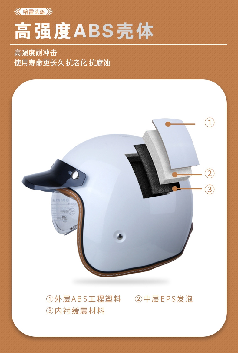 Retro Helmet 3/4 Cruise Motorcycle Autumn and Winter Men's and Women's Electric Vehicle Half Helmet with Built-In Lens Motorcycle Cycling Helmet