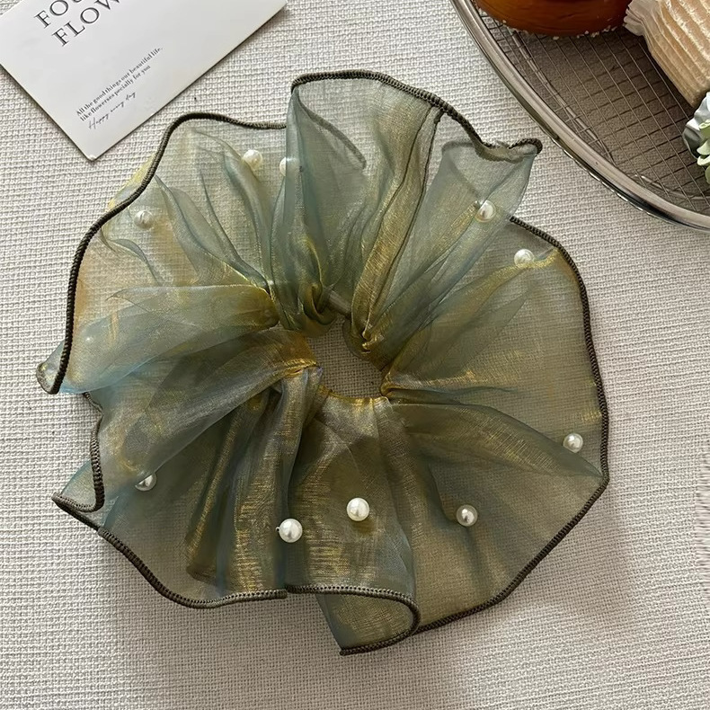 Cuerdas de cabello de viento pastoral pequeñas y altos valores faciales, anillo de cabello de intestino grande, sensación de una niña de banda de goma flácida, cuerdas de malla de banda de bola de cabeza