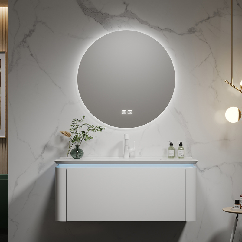 Mueble de baño de cerámica cuenca integrada lavabo de madera maciza lavabo gabinete de baño de cerámica integrada combinación gabinete de lavabo