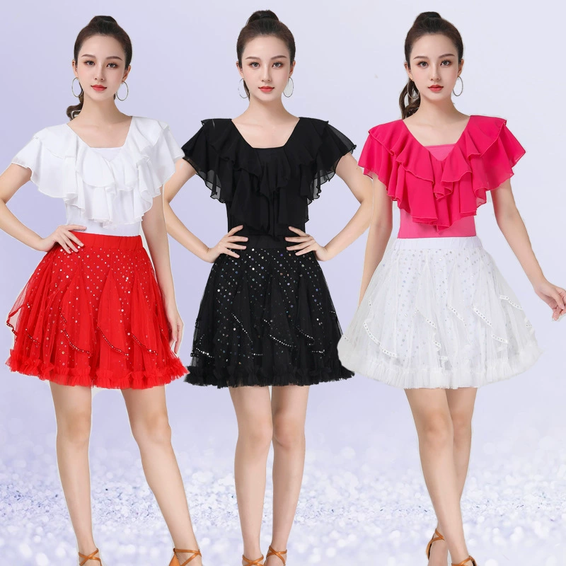 Квадратная танцевальная летняя куртка для танцев с короткими рукавами, Женский костюм jitterba для танцев с рукавами лотоса новый костюм для выступлений