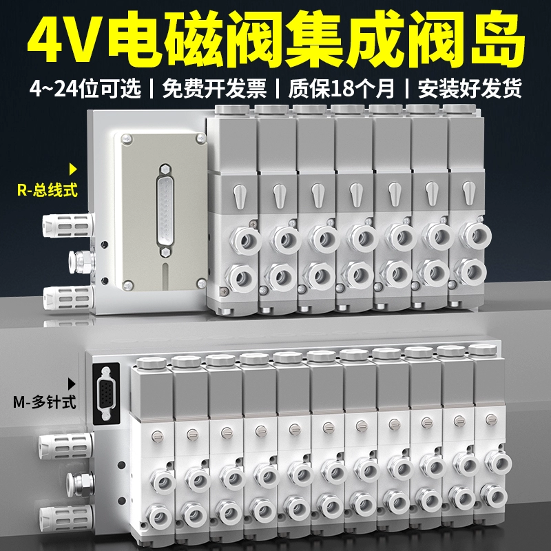 Пневматический подключаемый встроенный клапан, группа клапанов с электромагнитным клапаном управления шиной, 24 В, коллекторная плата 4V110/4V210.