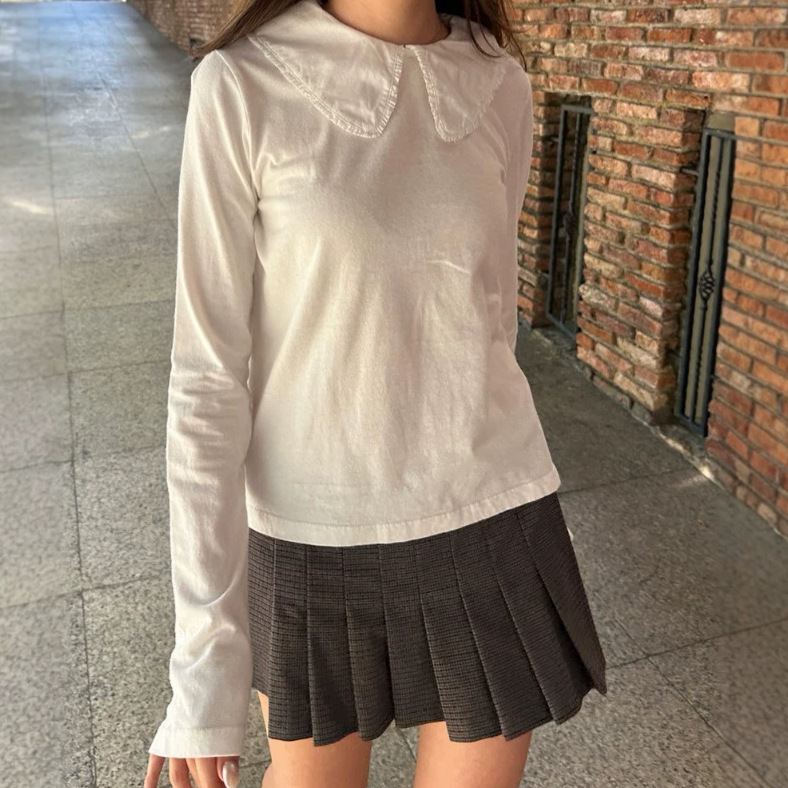 Bm Style Pure Desire White Doll Collar Long-Sleeve T-Shirt for Women, Bm Autumn Versatile Base Shirt Top Bm Style Pure Desire White Doll Collar Long-Sleeve T-Shirt for Women, Bm Autumn Versatile Base Shirt Top