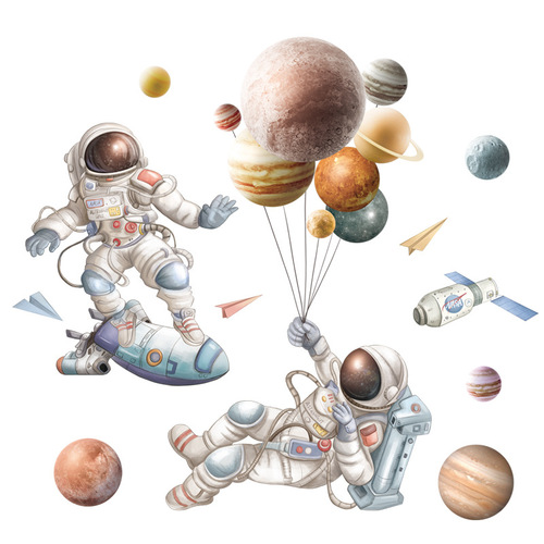 Astronaut starry sky stickers Earth NAS wall decoration background bedroom sofa wallpaper children's room classroom wall stickers
