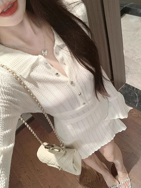 Autumn beige knitted dress