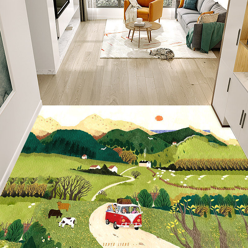 New dirt-resistant, easy-to-clean entrance door mat for home use, cuttable leather mat, PVC waterproof and oil-resistant foot mat