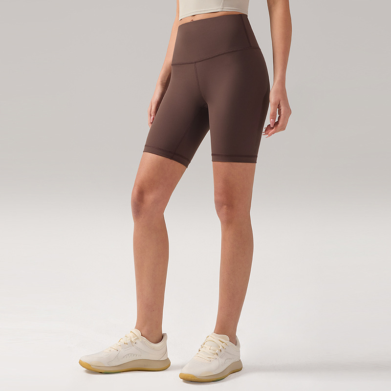 Pantalones de yoga desnudos lu lu damas deportivos de cintura alta pantalon cortos apretados de absorción 8 "pantalones de ciclismo de caderas molidas