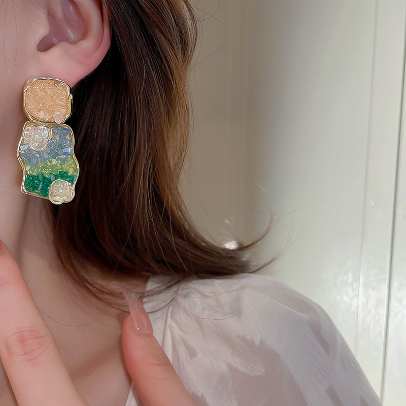 Fashion Heart Shape Flower Butterfly Alloy Inlay Artificial Crystal Zircon Earrings