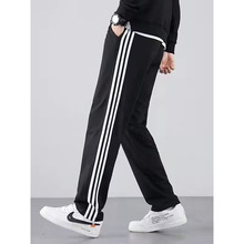 25夏季运动裤男士卫裤宽松直筒休闲裤三条杠校服裤百搭薄款大码裤
