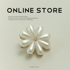 MOSN Pearl Flower Metallic Shirt Buttons Cardigan Sleeve Collar Buttons Women's Sweater Tweed Jacket Cheongsam Buttons