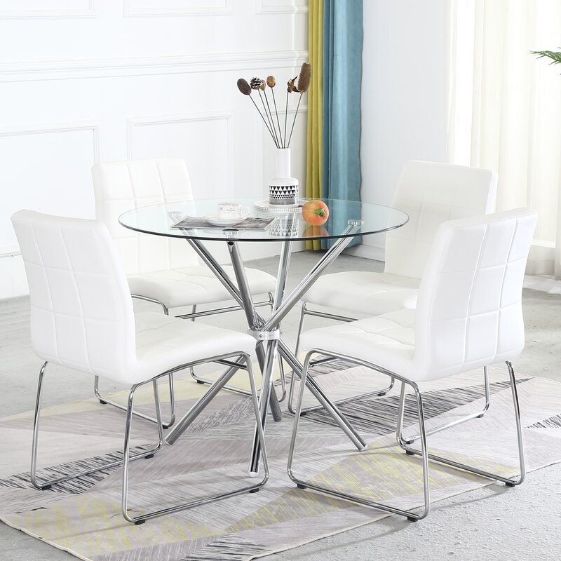 mesa de comedor de vidrio mesa de comedor de exportación de Amazon mesa de vidrio temperado de lujo mesa de comedor de alta calidad