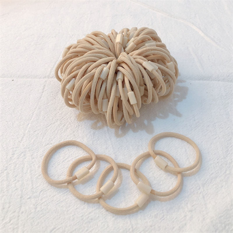 [Pequeño anillo largo con hebilla] DIY niños materiales hechos a mano cuerda de cabeza de alta elasticidad color caramelo no daña correa de cabello tocado