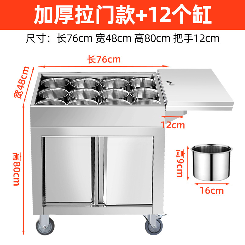 Carro de condimentos de acero inoxidable comercial hotel restaurante almacenamiento móvil condimentos conductor puerta corredera soporte de condimentos puede frenar