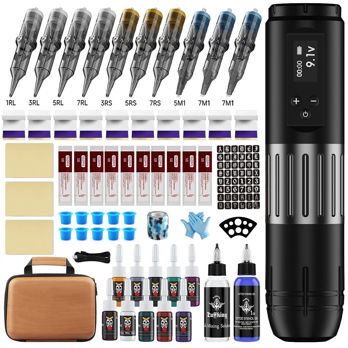 Máquina de tatuaje inalámbrica Tuffking, éxito de ventas transfronterizo, juego de pluma de tatuaje multifunción, herramienta de tatuaje todo en uno